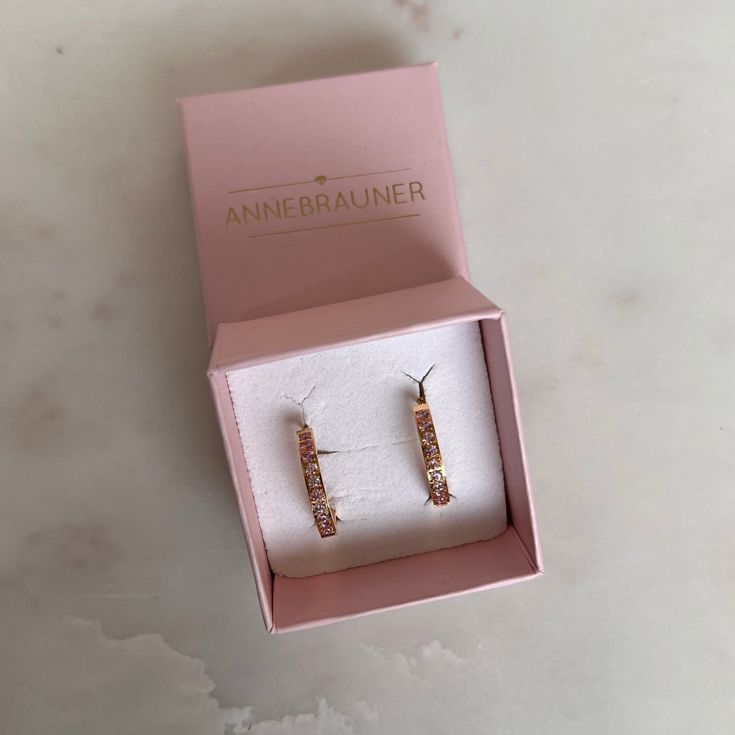 ANNEBRAUNER Creole Line Pink 20 mm 18K Guldbelagt