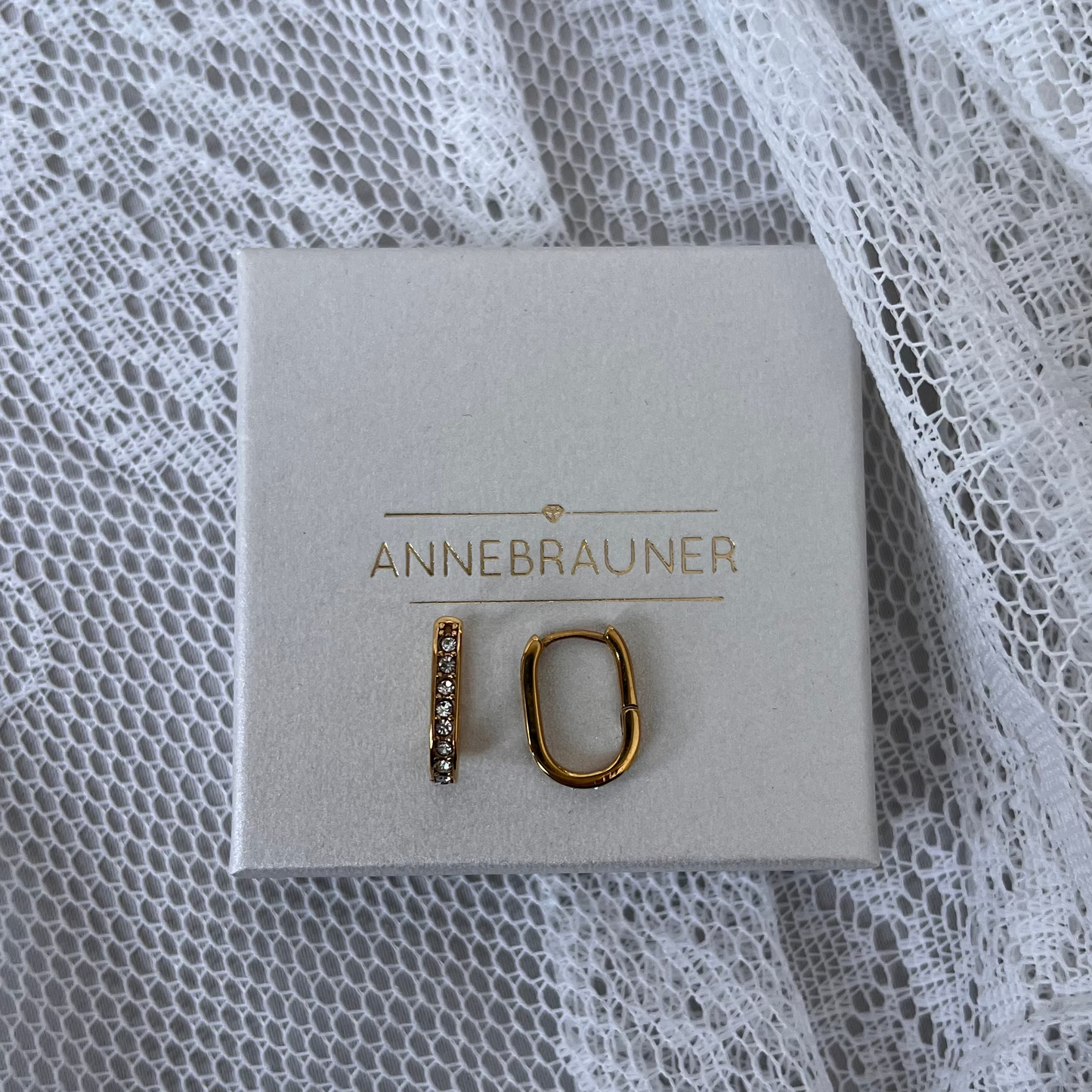 ANNEBRAUNER Creole Oval Zirconia Øreringe 18K Guldbelagt