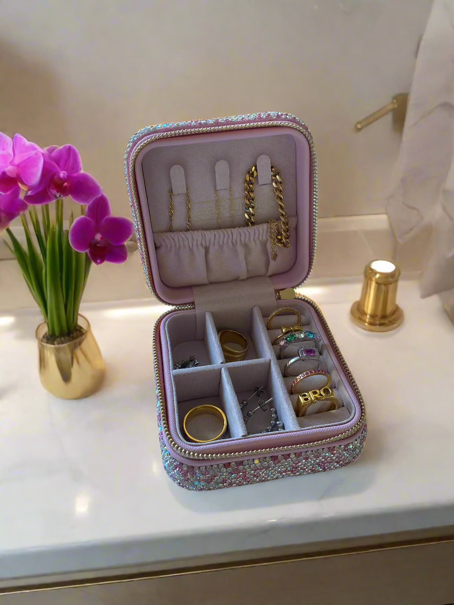 ANNEBRAUNER Pink Rhinestone Travel Box