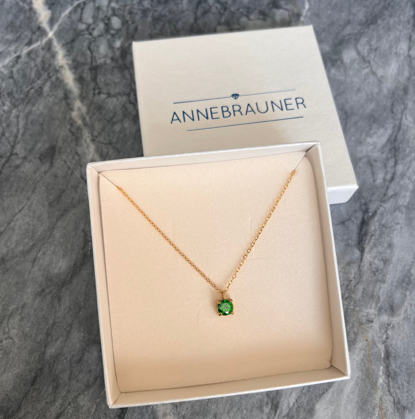 ANNEBRAUNER Princess Halskæde Green 18K Guldbelagt