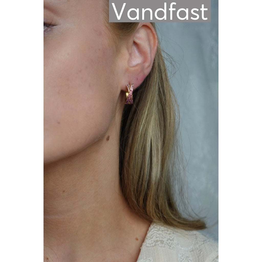 ANNEBRAUNER Alma Zirconia Pink Mix Big Øreringe 18K Guldbelagt