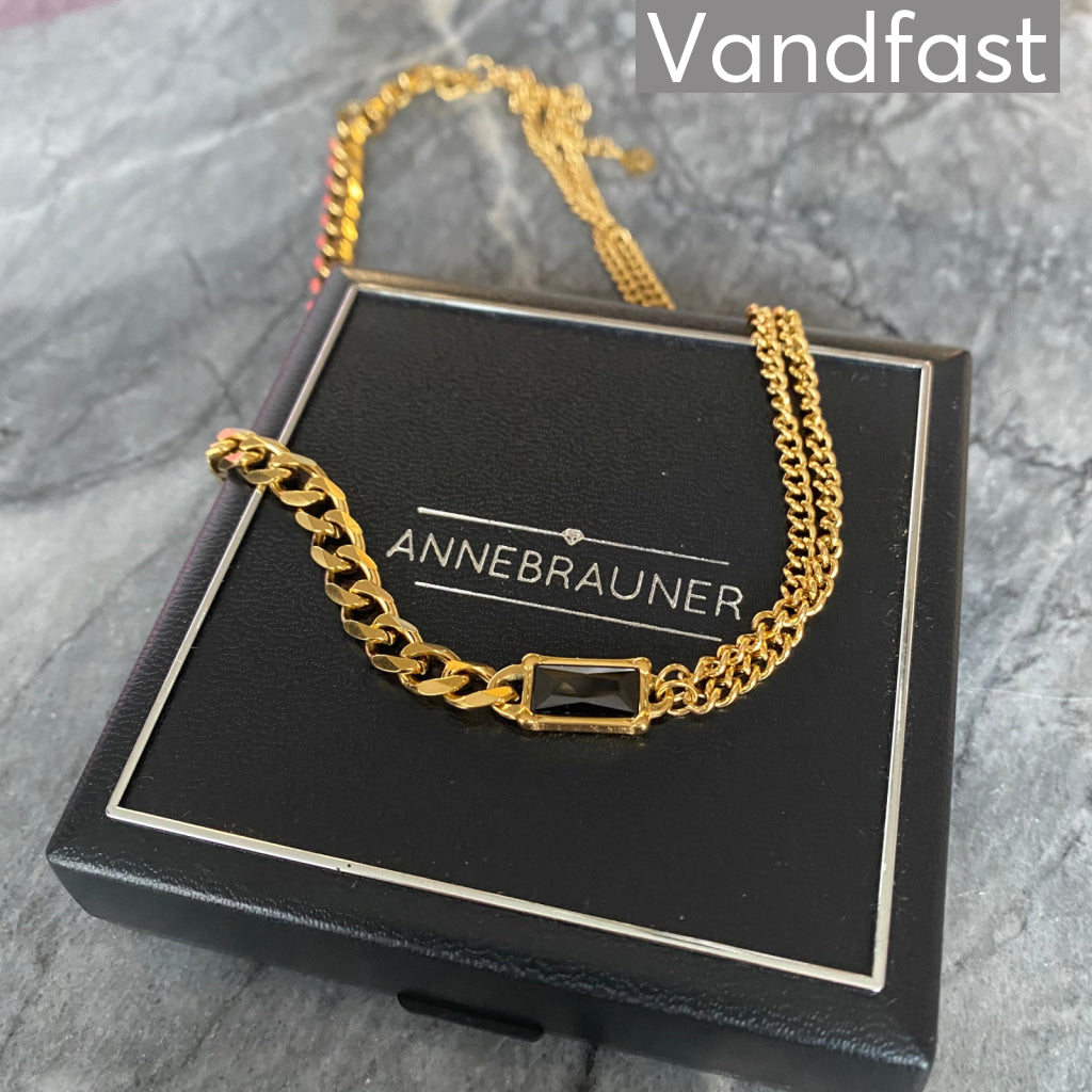ANNEBRAUNER Double Panzer Black Zirconia Halskæde 18K Guldbelagt