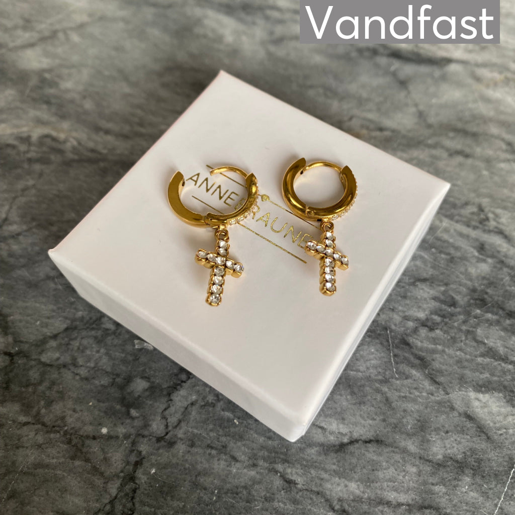 ANNEBRAUNER Kors Zirconia Creoler 18K Guldbelagt