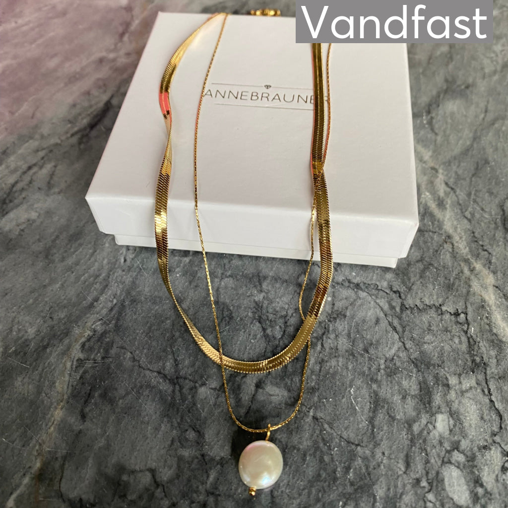 ANNEBRAUNER Snake Pearl Halskæde 18K Guldbelagt