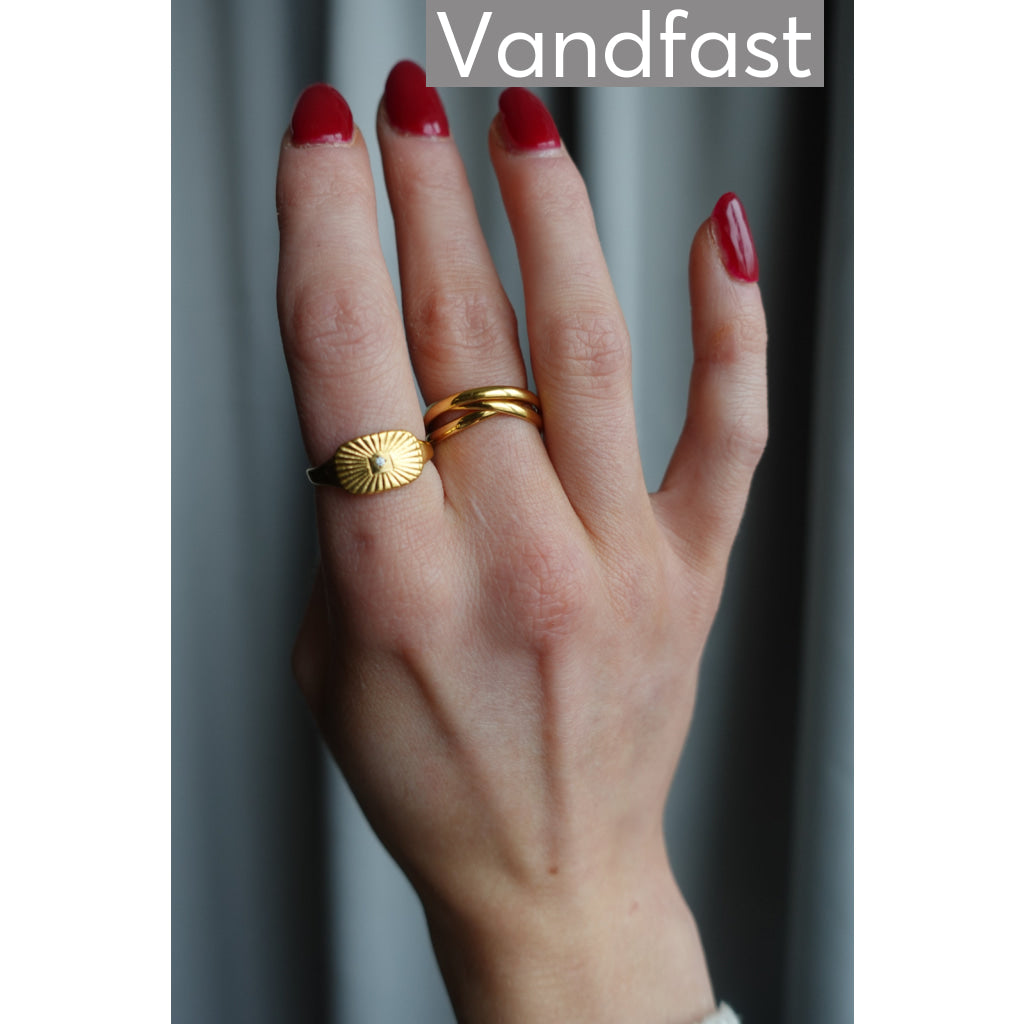 ANNEBRAUNER Sun Burst Zirconia Ring 18K Guldbelagt