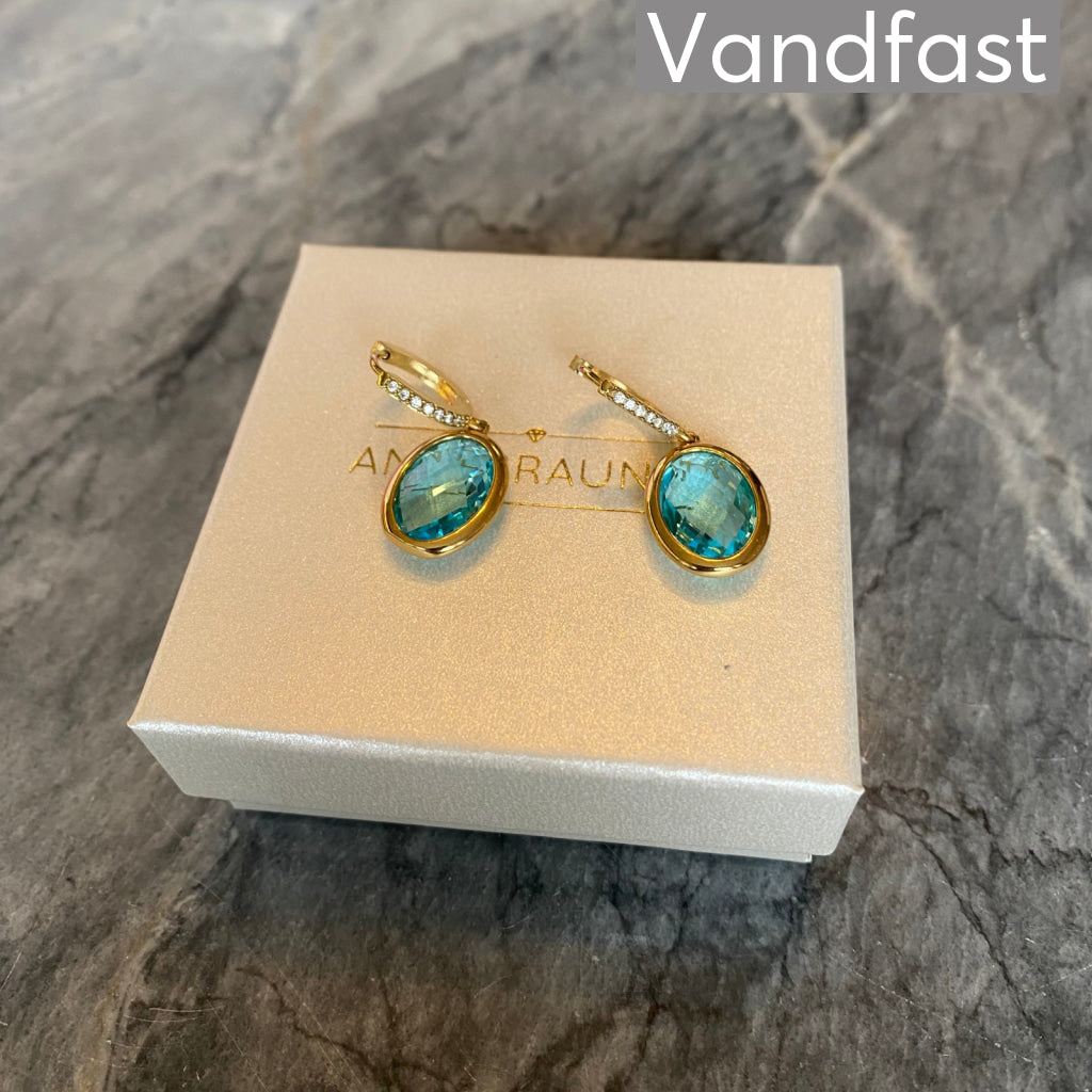 ANNEBRAUNER Zirconia Imperial Aqua Blue Øreringe 18K Guldbelagt