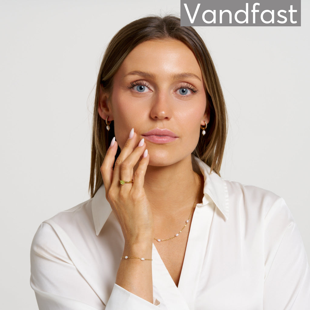 ANNEBRAUNER Zirconia Pearl Creole Øreringe 18K Guldbelagt