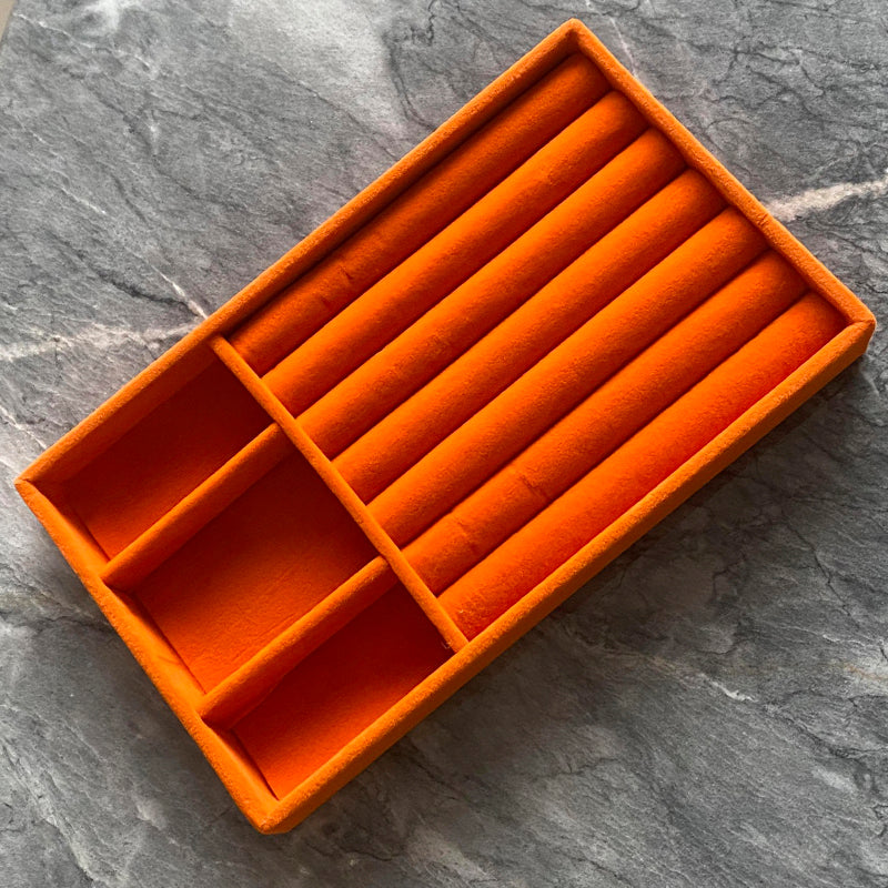 ANNEBRAUNER Velour Smykkebakke Ringe Orange