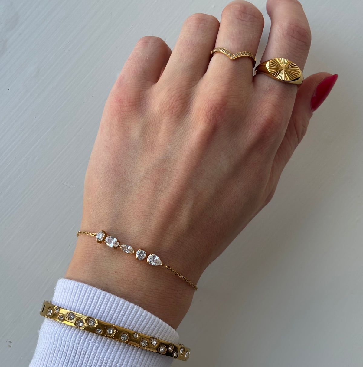 ANNEBRAUNER Five Zirconia Armbånd 18K Guldbelagt