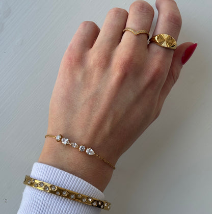 ANNEBRAUNER Five Zirconia Armbånd 18K Guldbelagt
