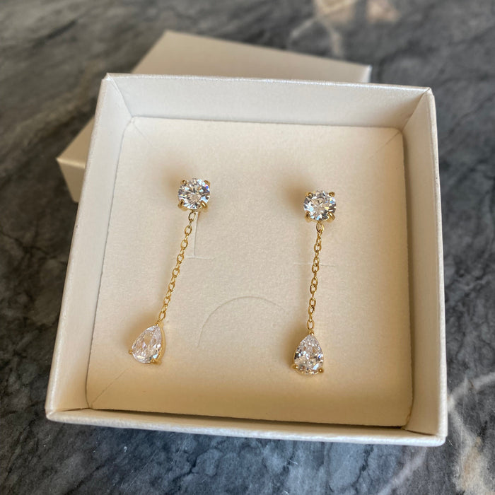ANNEBRAUNER Zirconia Chain Øreringe 18K Guldbelagt