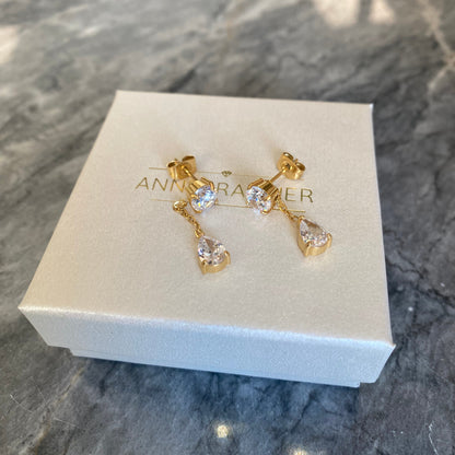 ANNEBRAUNER Zirconia Chain Øreringe 18K Guldbelagt