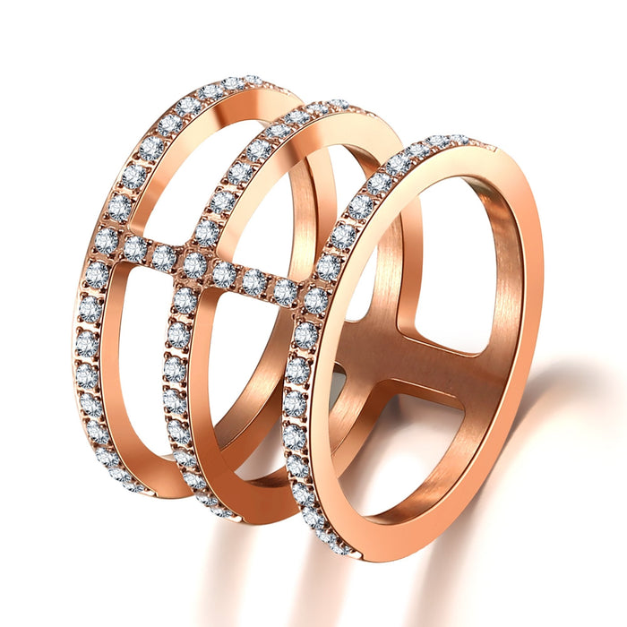 ANNEBRAUNER Triple all Rose/White Ring