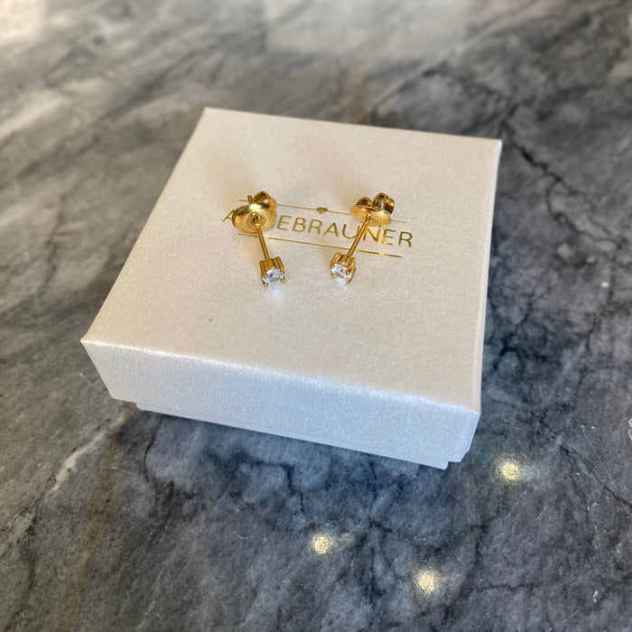 ANNEBRAUNER Princess 3 mm Clear Øreringe 18K Guldbelagt