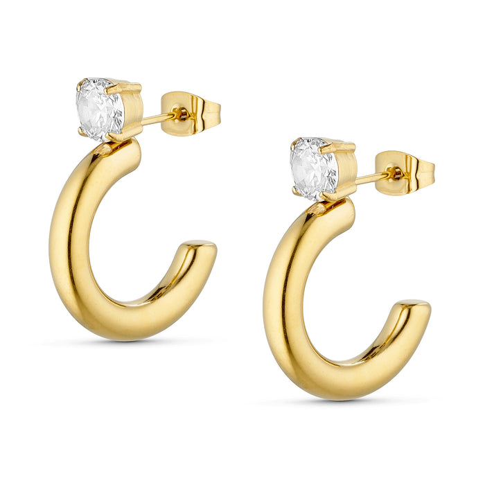 ANNEBRAUNER Big Zirconia Hoop Øreringe 18K Guldbelagt