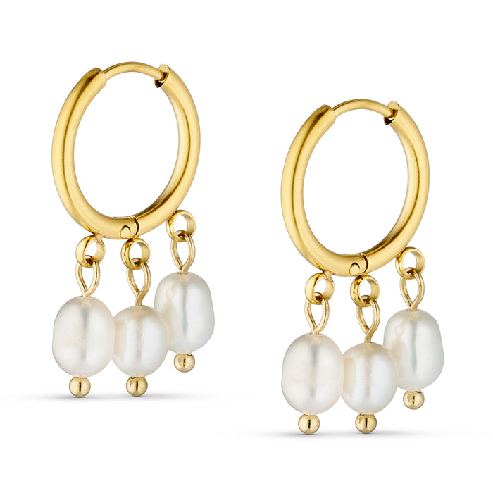 ANNEBRAUNER Triple Pearl Øreringe 18K Guldbelagt