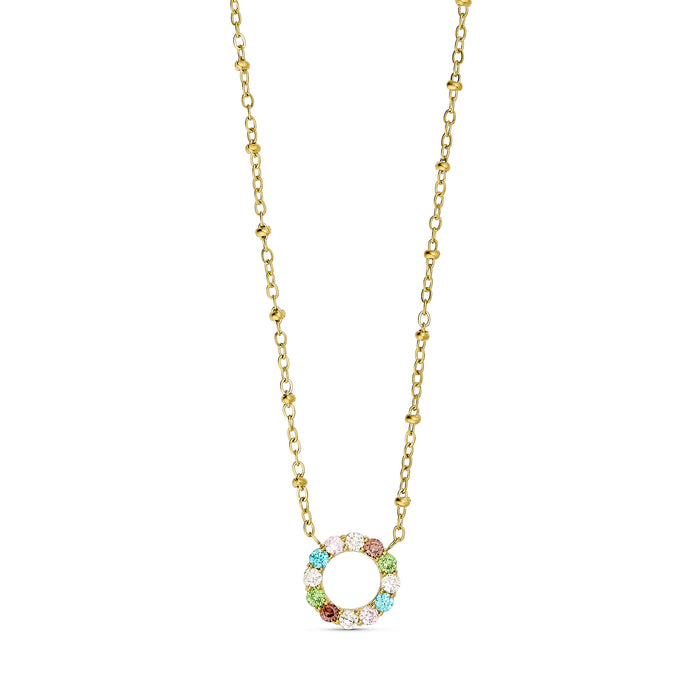 ANNEBRAUNER Dreamy Multicolor Circle Halskæde 18K Guldbelagt