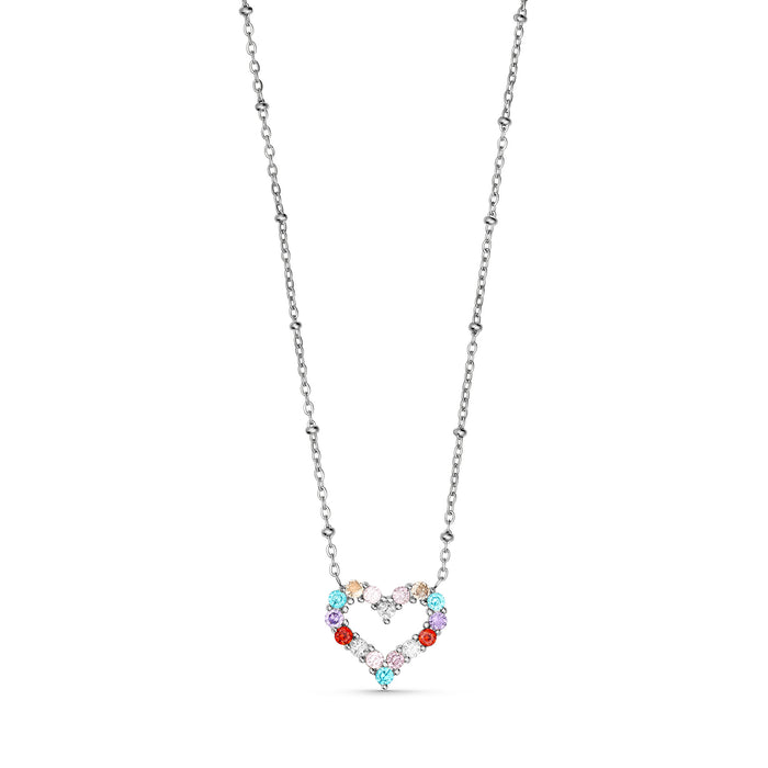 ANNEBRAUNER Big Multicolor Heart Halskæde