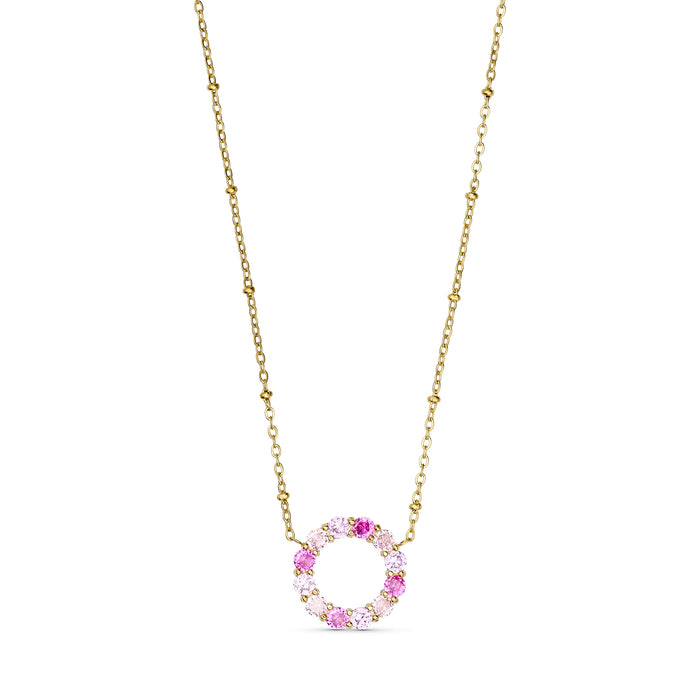 ANNEBRAUNER Big Pink/Rose Circle Halskæde 18K Guldbelagt