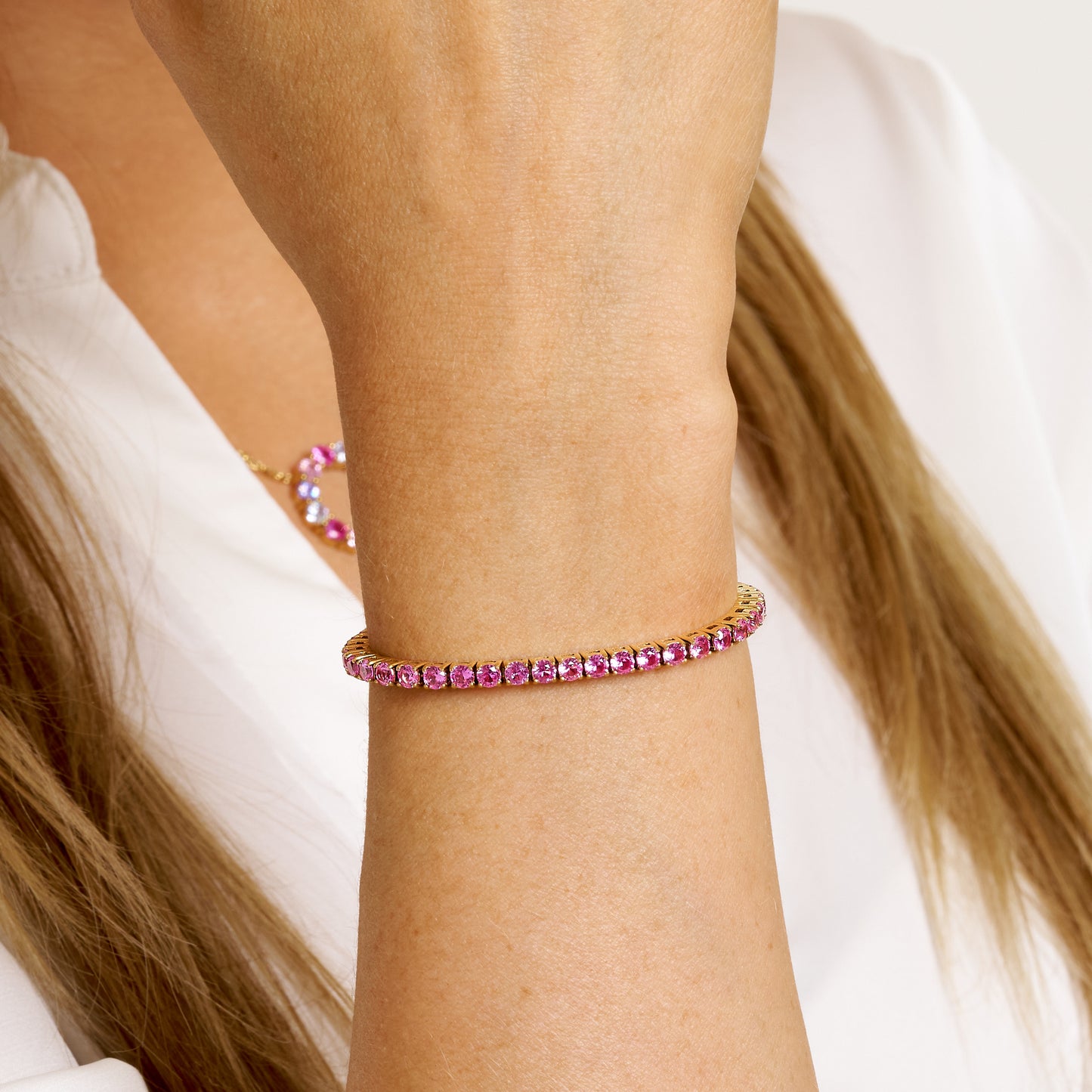 ANNEBRAUNER Tennis Petite Rose Armbånd 18K Guldbelagt