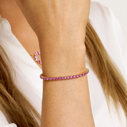 ANNEBRAUNER Tennis Petite Rose Armbånd 18K Guldbelagt