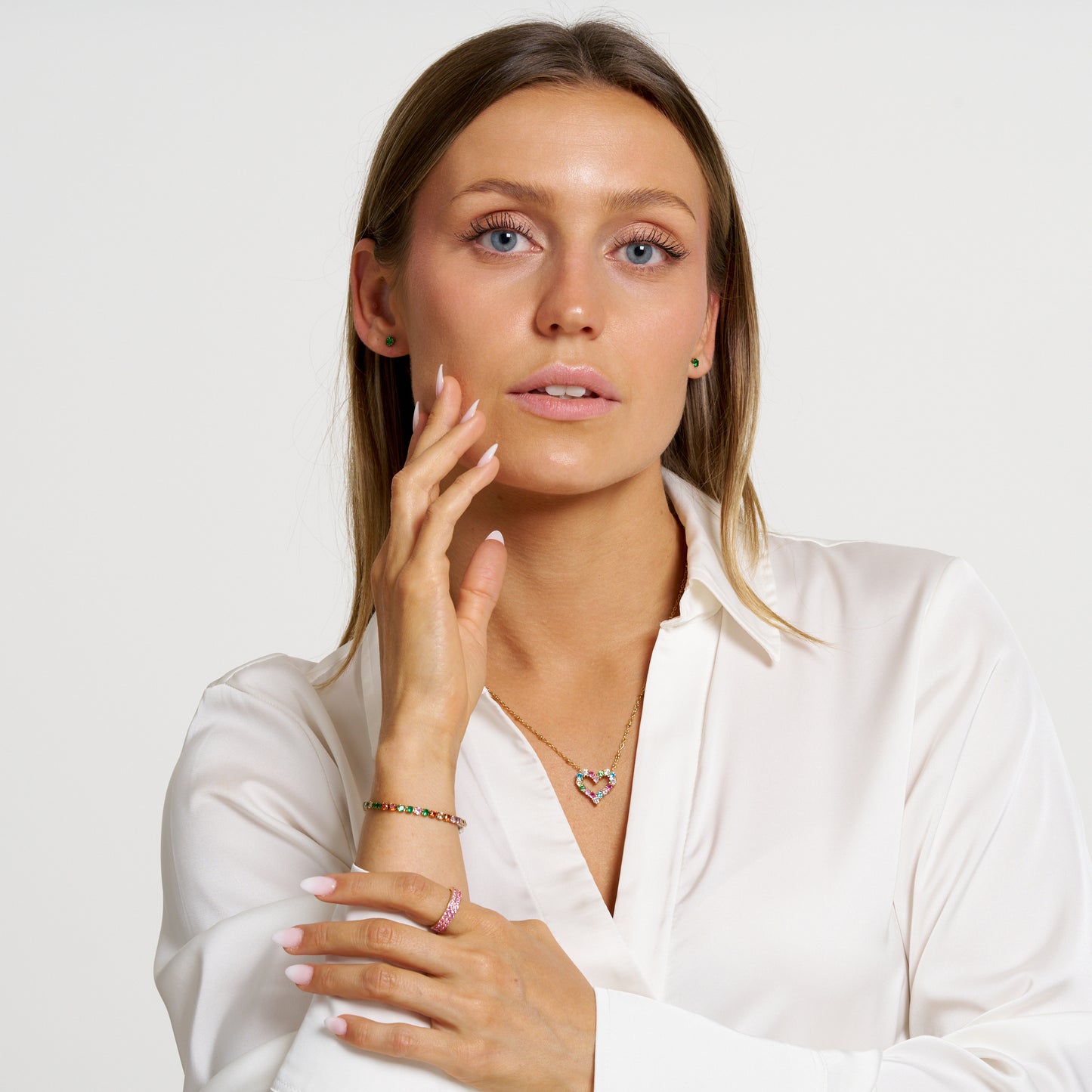 ANNEBRAUNER Big Heart Rose/Pink Halskæde 18K Guldbelagt