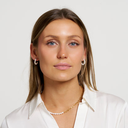 ANNEBRAUNER Freshwater Pearl Hoops Øreringe 18K Guldbelagt