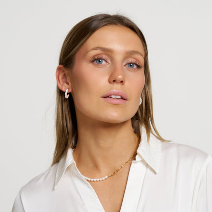 ANNEBRAUNER Freshwater Pearl Hoops Øreringe 18K Guldbelagt