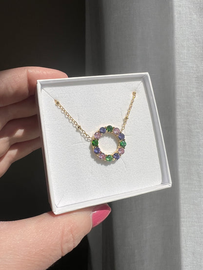 ANNEBRAUNER Big Green/Pink Circle Necklace