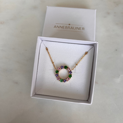 ANNEBRAUNER Big Green/Pink Circle Necklace
