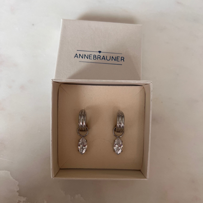 ANNEBRAUNER Oval Zirconia Hoop Øreringe