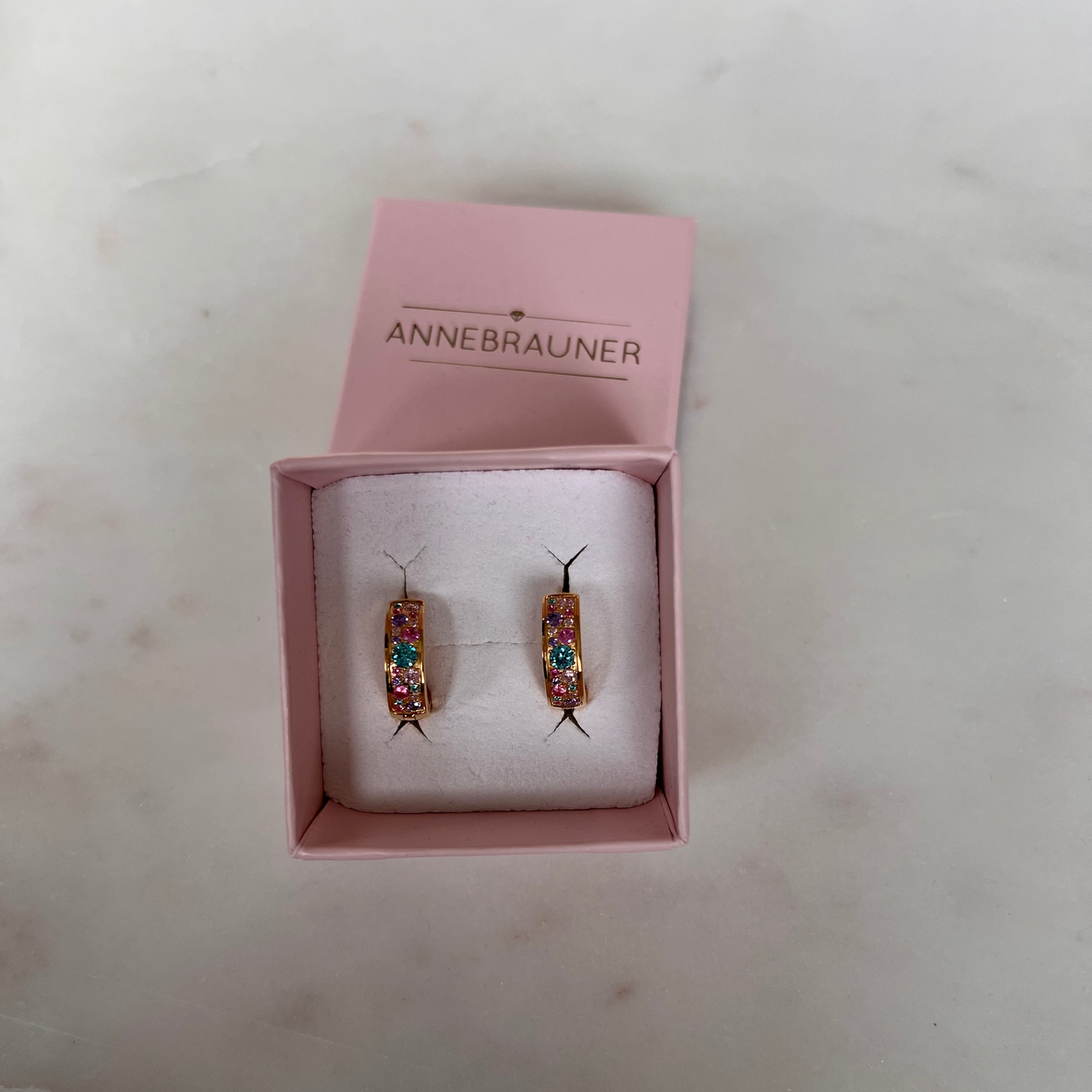 ANNEBRAUNER Creole Sparkling Pink/Violet 18K Guldbelagt