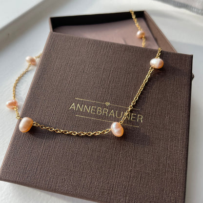 ANNEBRAUNER Pearl Light Pink Halskæde 18K Guldbelagt