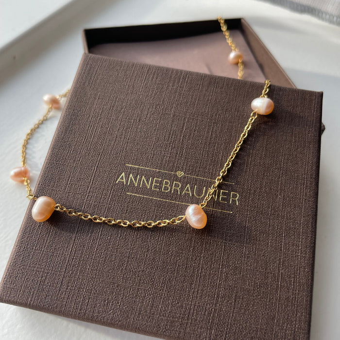 ANNEBRAUNER Pearl Light Pink Halskæde 18K Guldbelagt