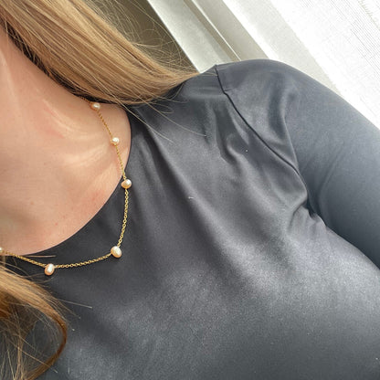ANNEBRAUNER Pearl Light Pink Halskæde 18K Guldbelagt