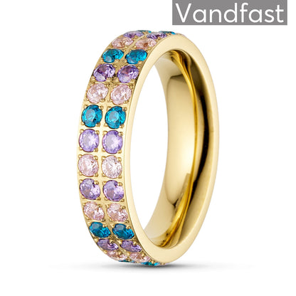 ANNEBRAUNER Alliance Pink/Blue Topaz Mix Ring 18K Guldbelagt