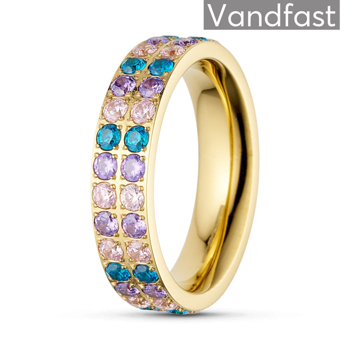 ANNEBRAUNER Alliance Pink/Blue Topaz Mix Ring 18K Guldbelagt