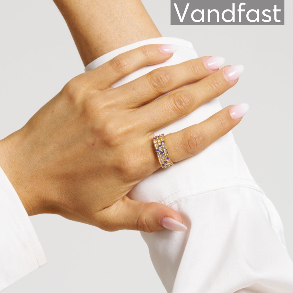 ANNEBRAUNER Alliance Purple/Yellow Mix Ring 18K Guldbelagt