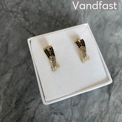 ANNEBRAUNER Alma Zirconia Black/White Big Øreringe 18K Guldbelagt