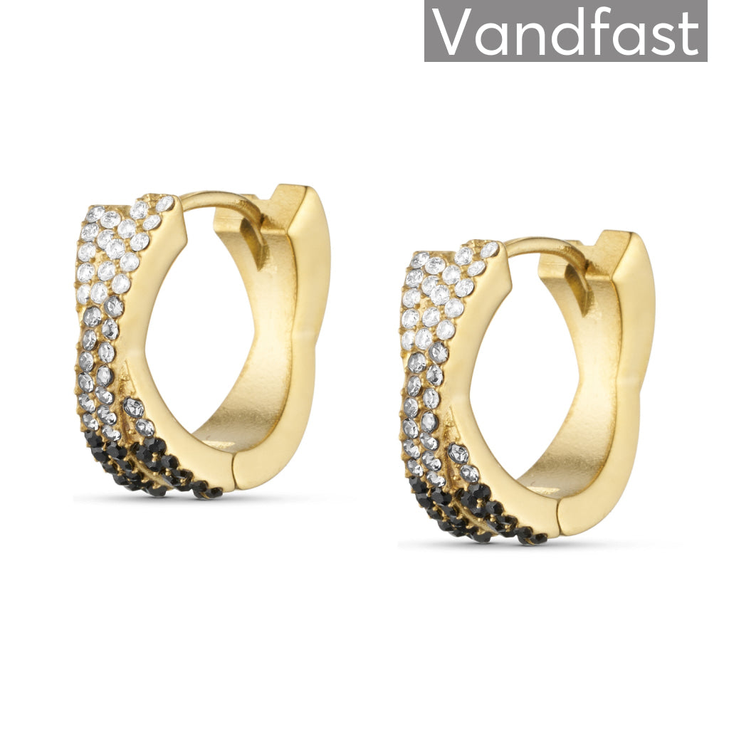 ANNEBRAUNER Alma Zirconia Black/White Big Øreringe 18K Guldbelagt