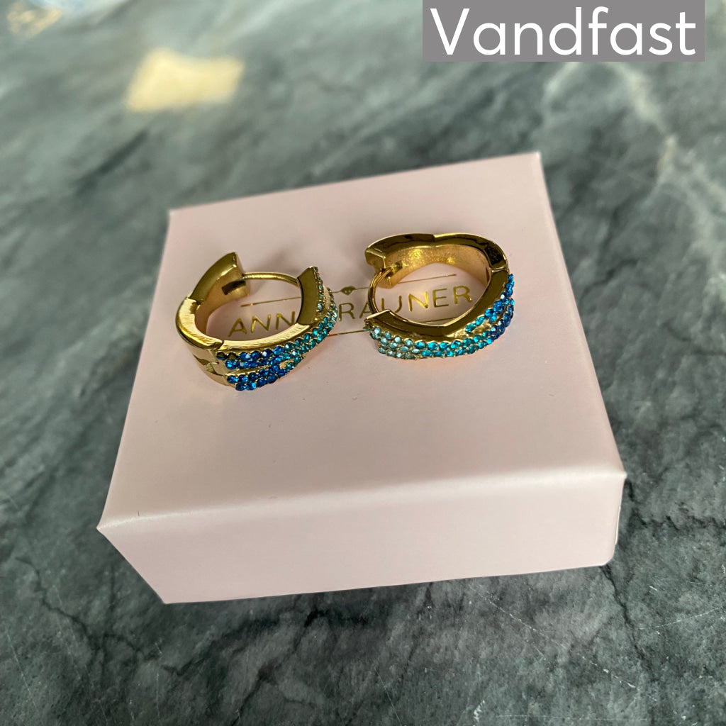 ANNEBRAUNER Alma Zirconia Blue Mix Big Øreringe 18K Guldbelagt