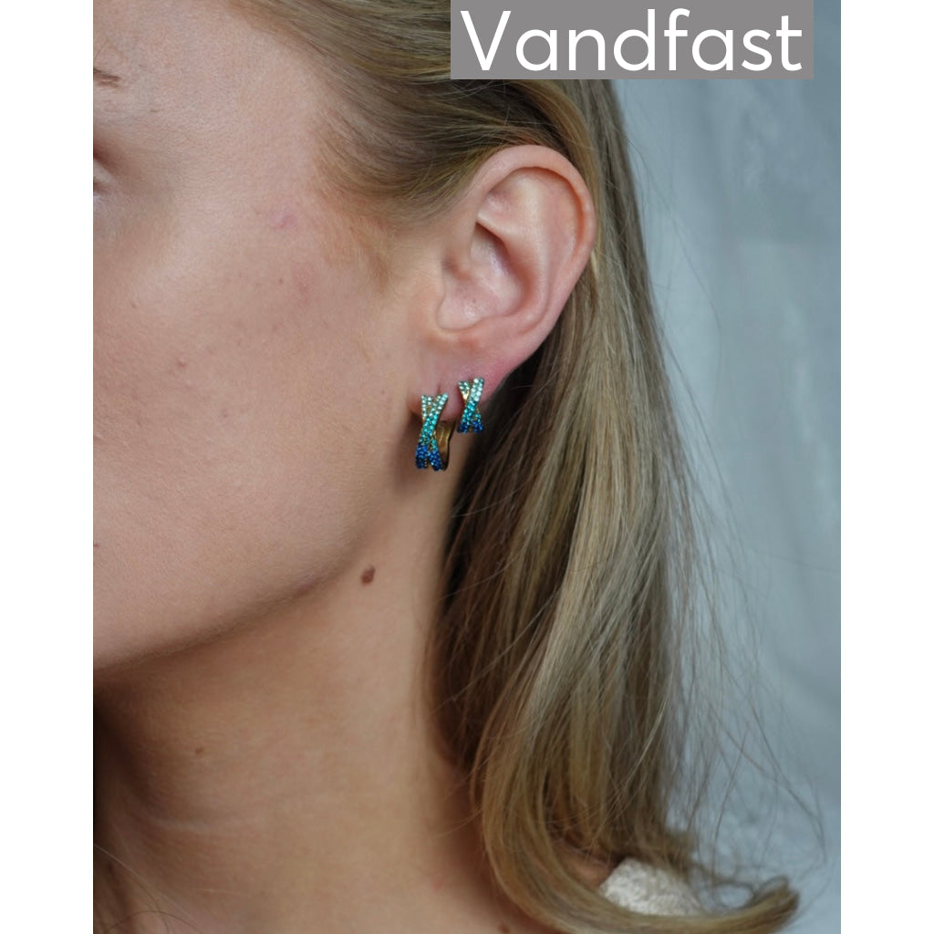 ANNEBRAUNER Alma Zirconia Blue Mix Big Øreringe 18K Guldbelagt