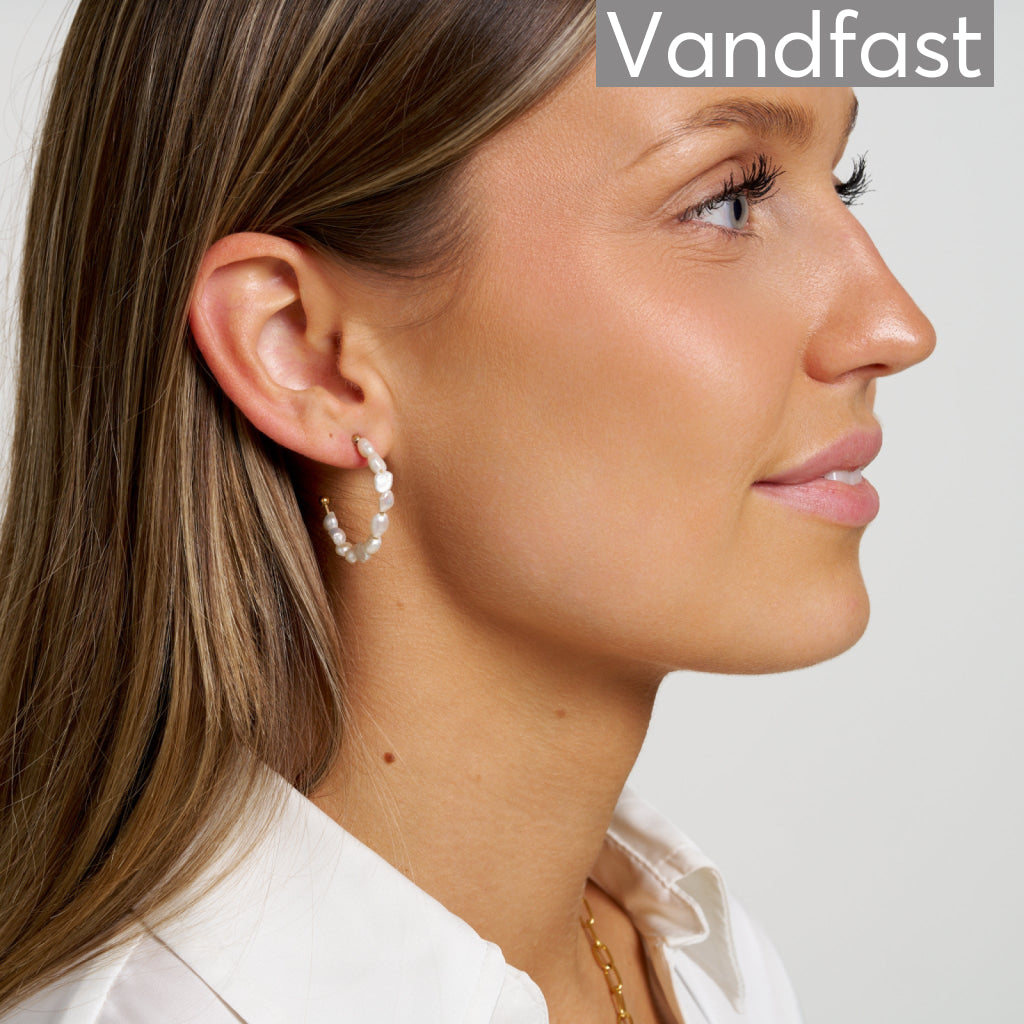 ANNEBRAUNER Big Freshwater Pearl Hoops Øreringe 18K Guldbelagt