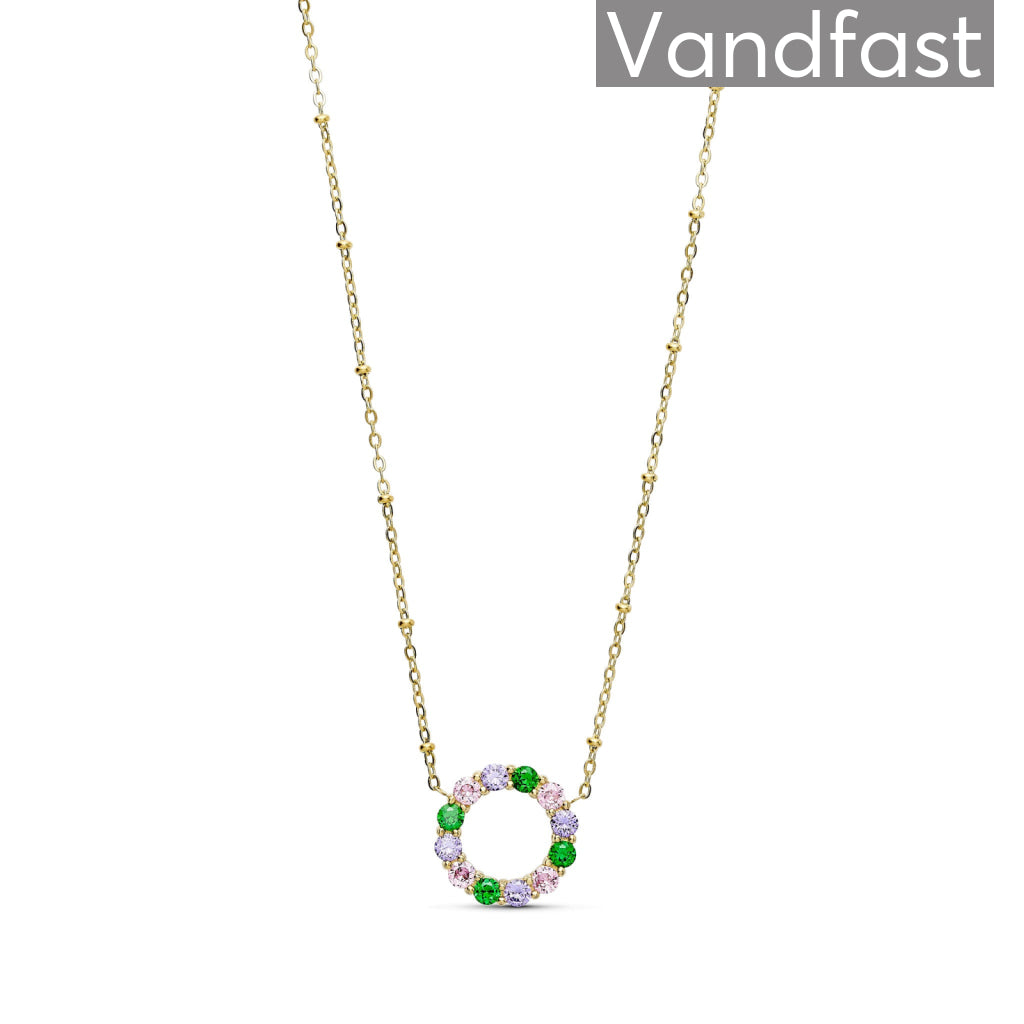 ANNEBRAUNER Big Green/Pink Circle Necklace