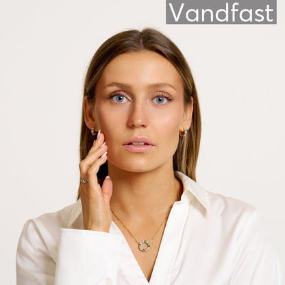 ANNEBRAUNER Big Green/Pink Circle Halskæde 18K Guldbelagt