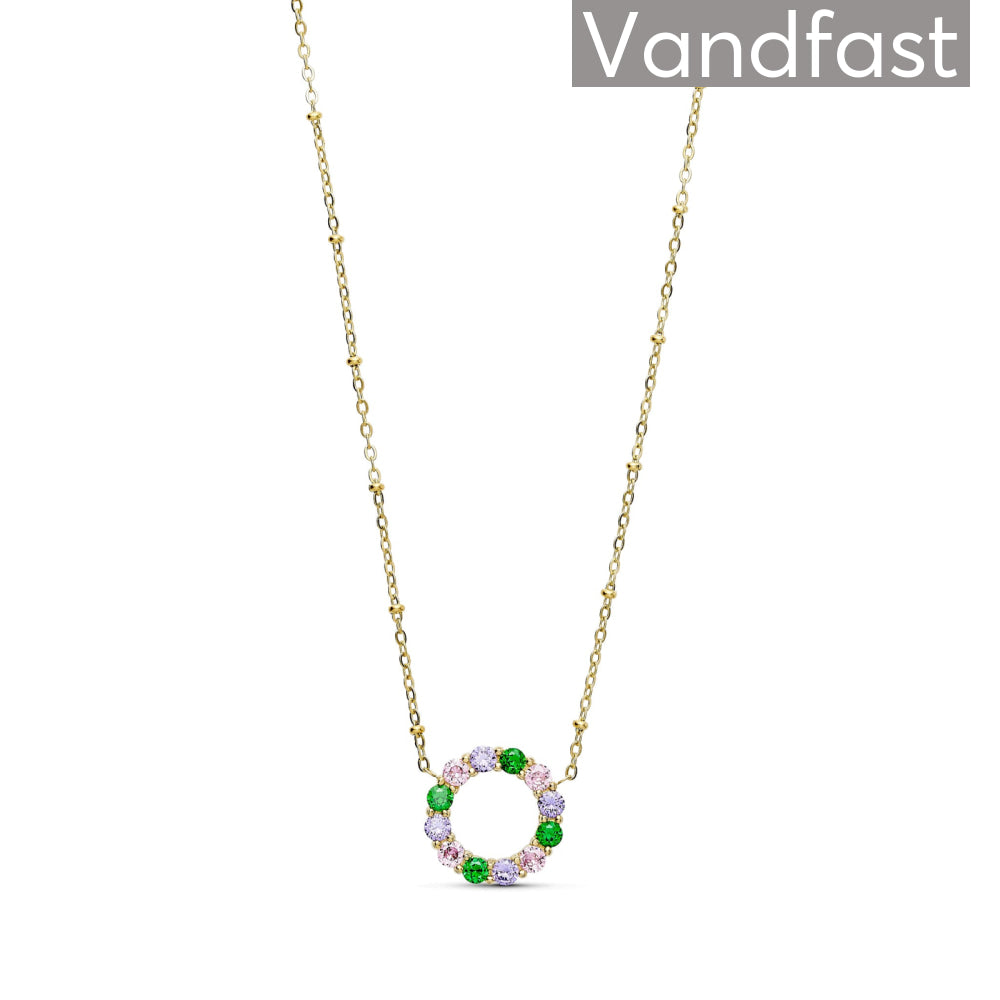 ANNEBRAUNER Big Green/Pink Circle Necklace