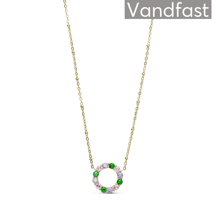 ANNEBRAUNER Big Green/Pink Circle Necklace