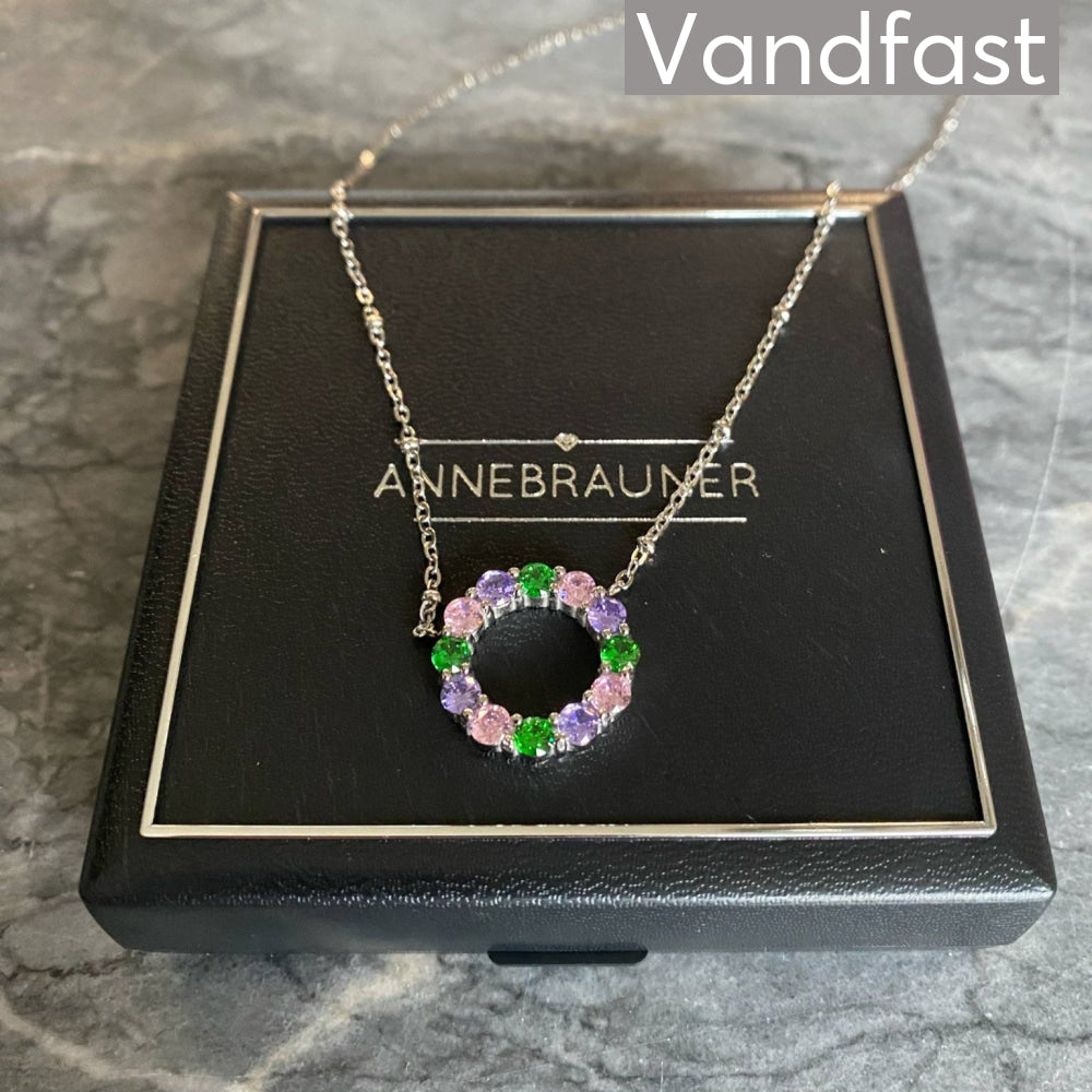 ANNEBRAUNER Big Green/Pink Circle Necklace