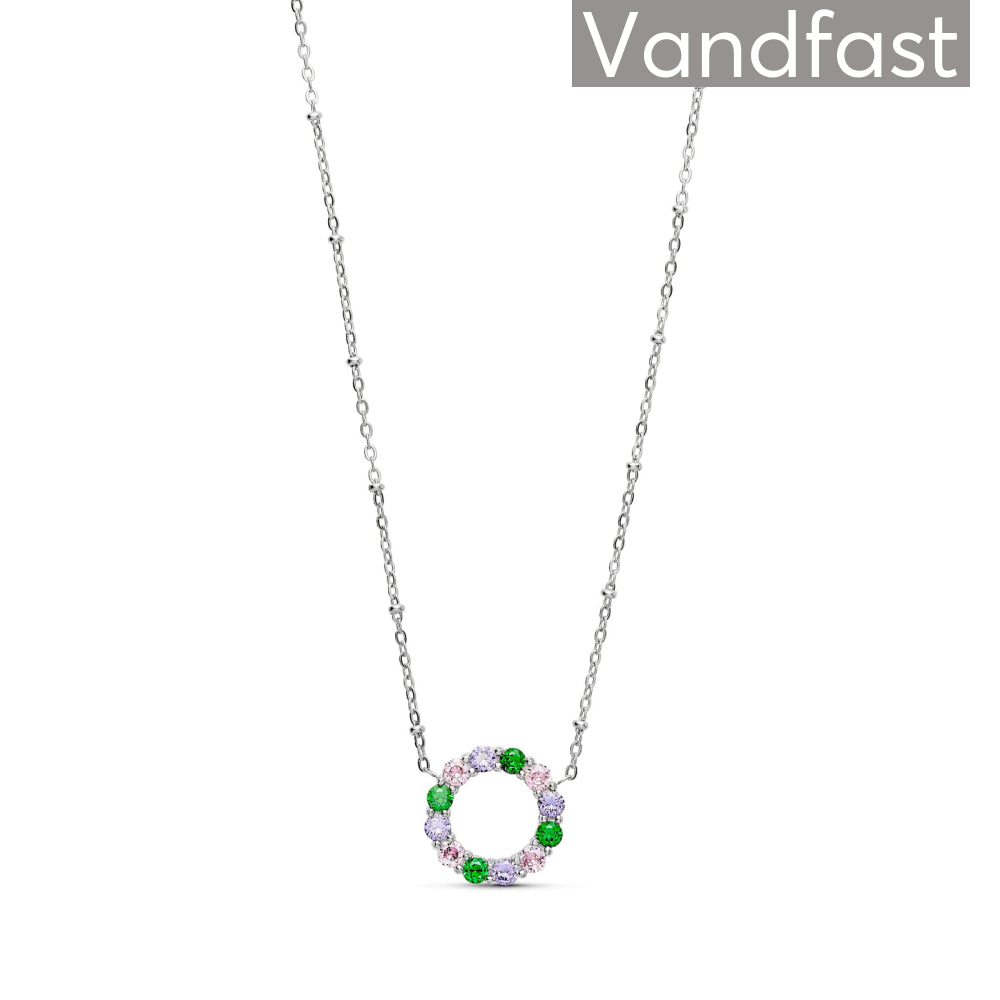 ANNEBRAUNER Big Green/Pink Circle Necklace