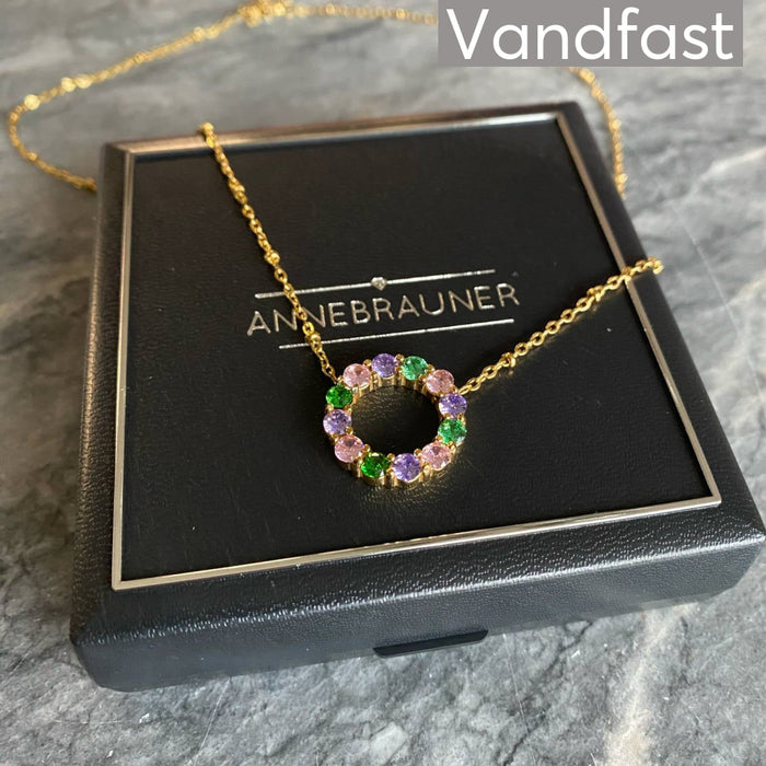ANNEBRAUNER Big Green/Pink Circle Necklace